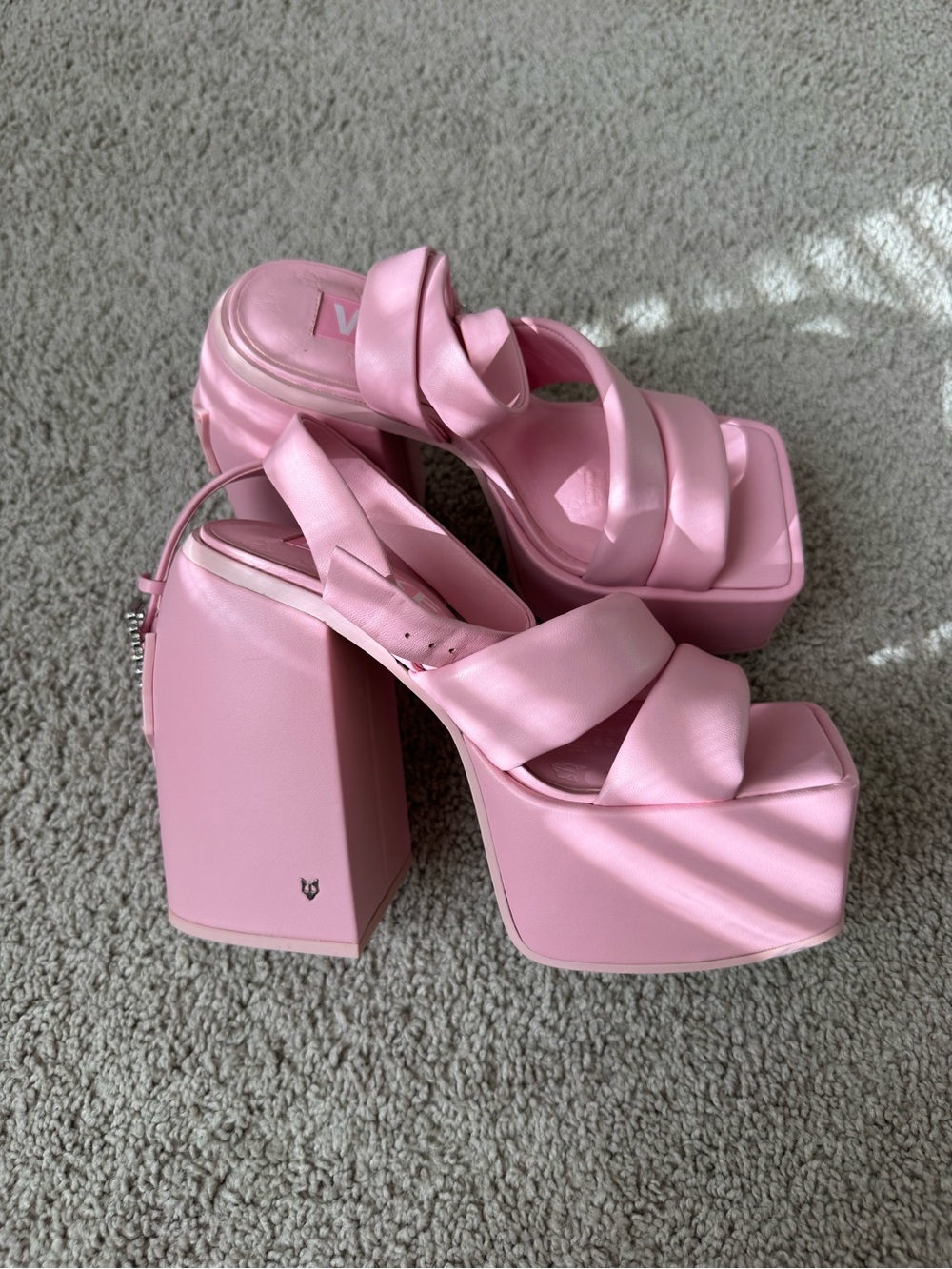 Naked Wolfe Jingle Baby Pink Platform Block Heel Sandals Size 7